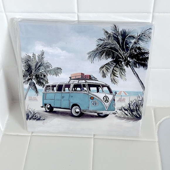 VW Bus Beach Bum Van Life Canvas Wall Art 8 x 8 Ready to Hang NEW Daydreaming - Picture 4 of 6